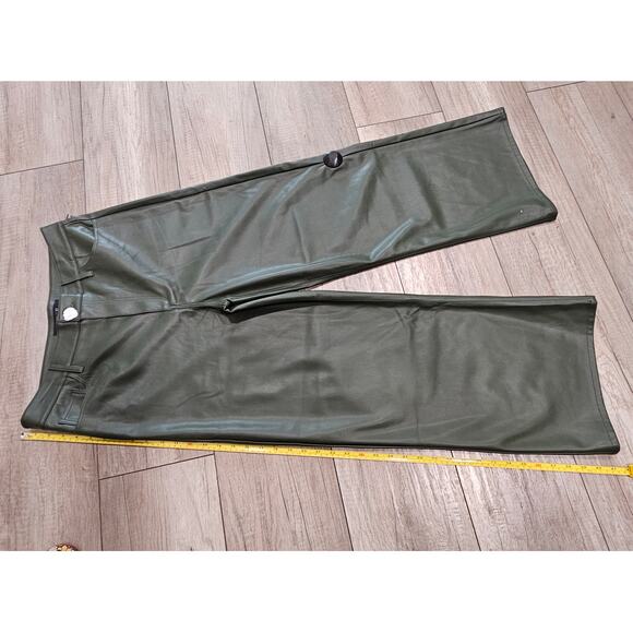 Joe's Faux Leather Wide Leg Ankle Pants Women's Hunter Green Size 34 x 28 NEW - Picture 10 of 10
